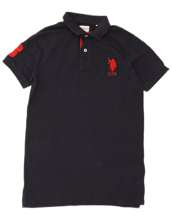 Μπλουζάκι US Polo Assn Boys κοντομάνικο γραφικό 12-13 ετών, μπλε βαμβακερό