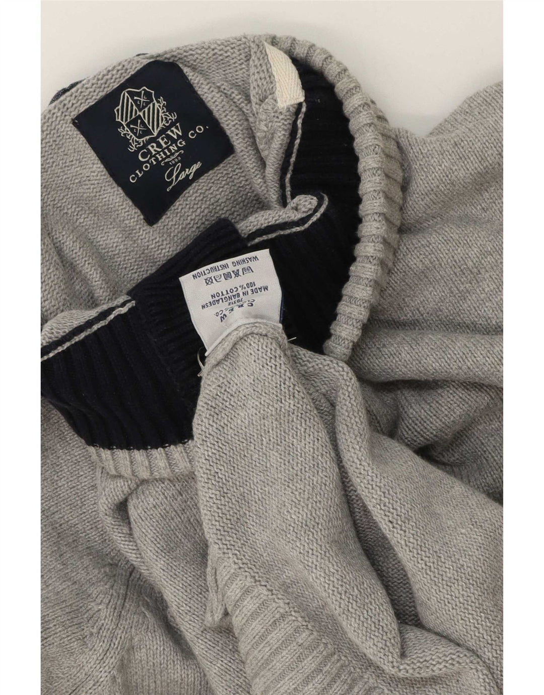 Crew Clothing Ανδρικό πουλόβερ με λαιμό με κουμπιά μεγάλο γκρι βαμβακερό