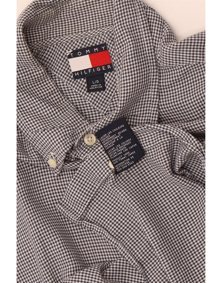 Ανδρικό πουκάμισο Tommy Hilfiger μεγάλο γκρι βαμβακερό Houndstooth