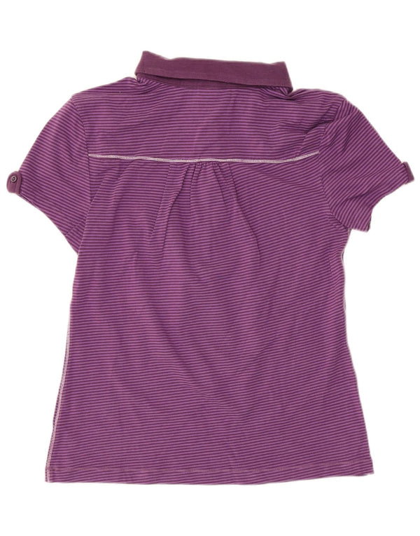 Champion Womens Heritage Fit Polo Shirt UK 18 XL Purple Pinstripe