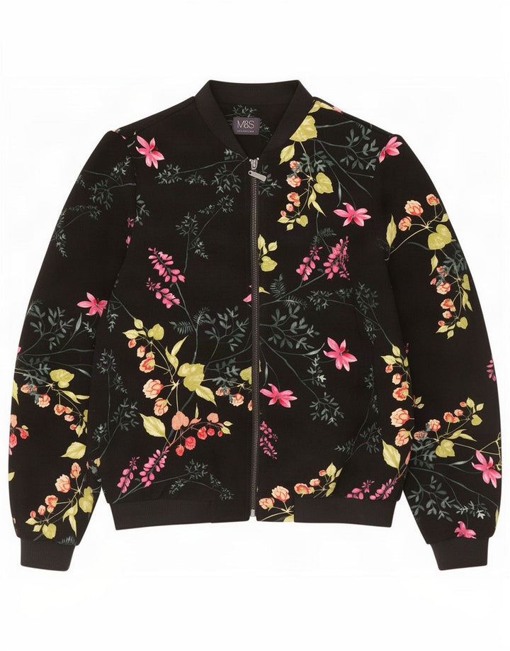Marks & Spencer Γυναικείο Oversized Bomber Jacket UK 10 Small Black Floral