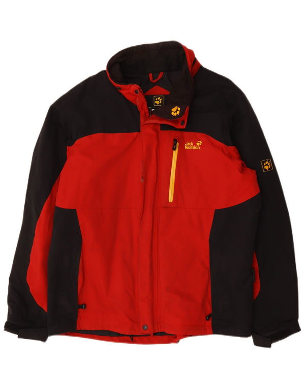 Jack Wolfskin Mens Windbreaker Jacket UK 44 XL Red Colourblock Polyamide