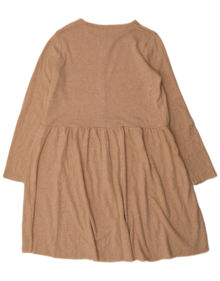 Γυναικείο μακρυμάνικο φόρεμα Zara UK 14 Medium Beige Polyester