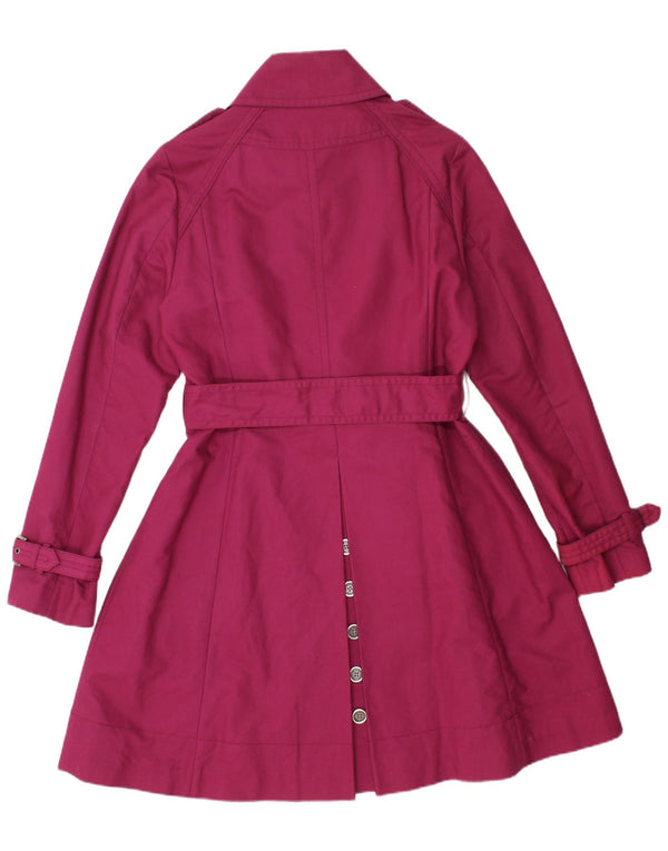TED BAKER Womens Trench Coat Size 4 Large Burgundy Cotton