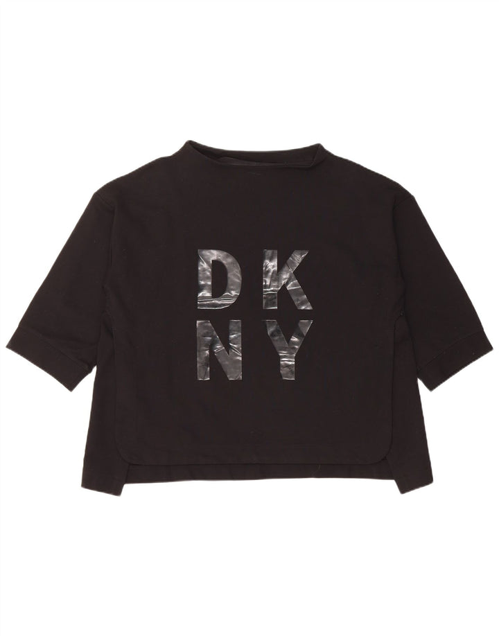 Dkny Γυναικείο Γραφικό Τοπ 3/4 Μανίκι UK 16 Large Black Rayon