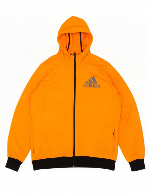 Ανδρικό πουλόβερ Adidas Climalite με φερμουάρ 2XL πορτοκαλί χρώματος