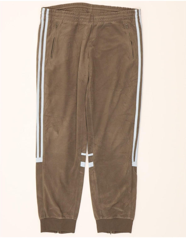 ADIDAS Womens Fleece Tracksuit Trousers Joggers UK 14 Large  Khaki