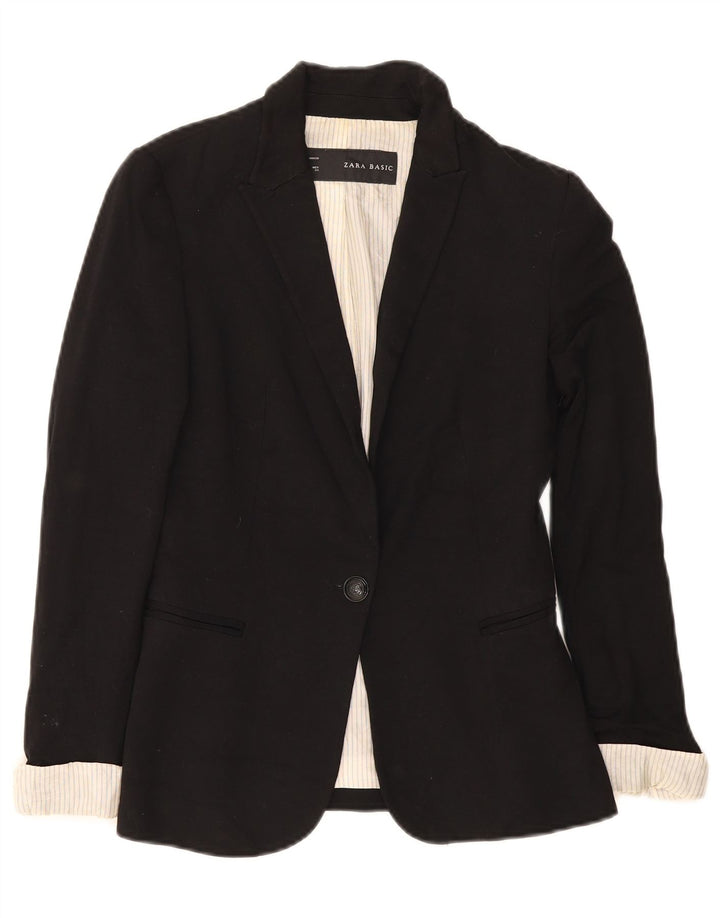 Zara Γυναικείο Μπουφάν 1 Button Blazer UK 6 XS Black Viscose