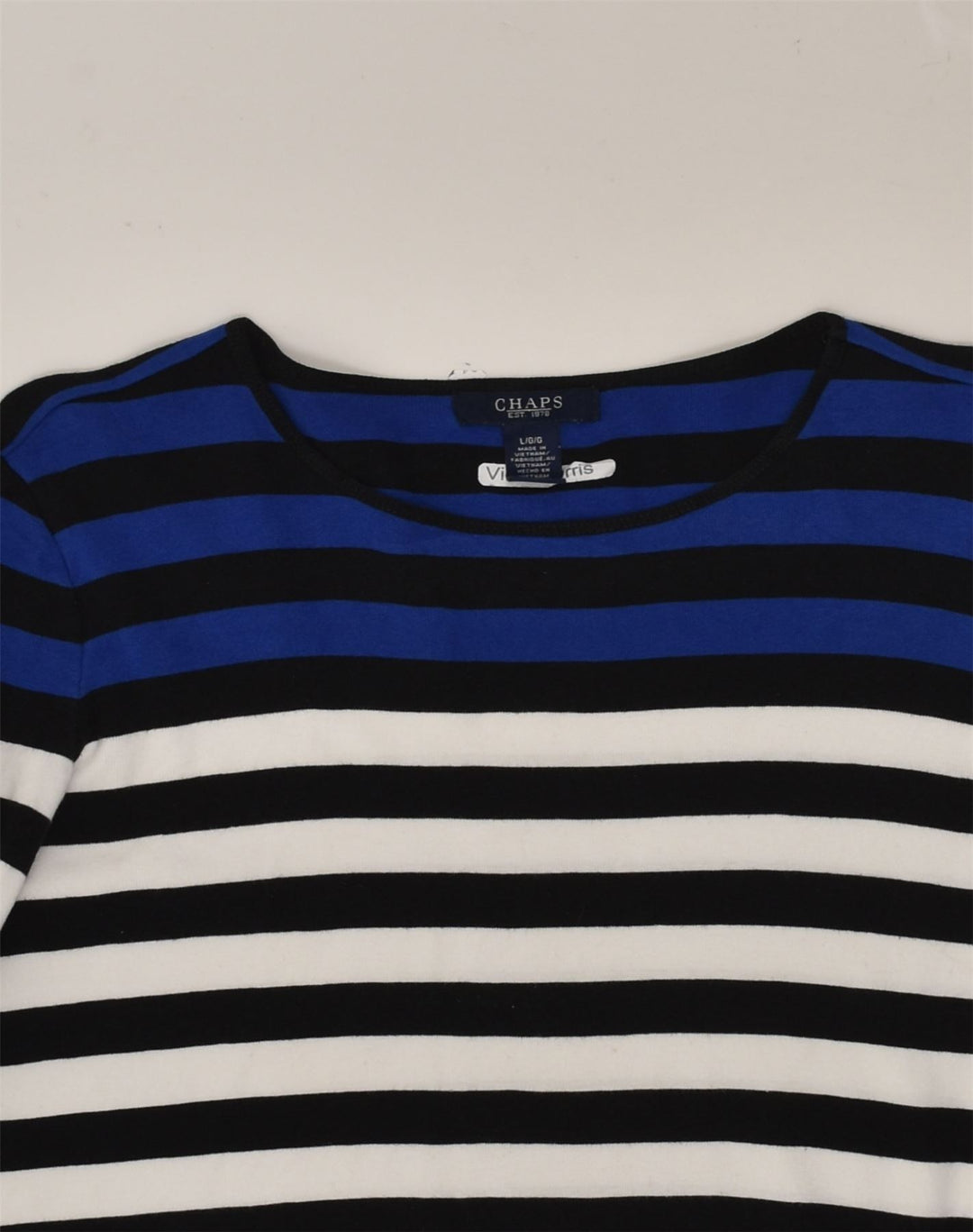 CHAPS Womens Top 3/4 Sleeve UK 14 Large Blue Striped Cotton | Vintage Chaps | Thrift | Second-Hand Chaps | Used Clothing | Messina Hembry 