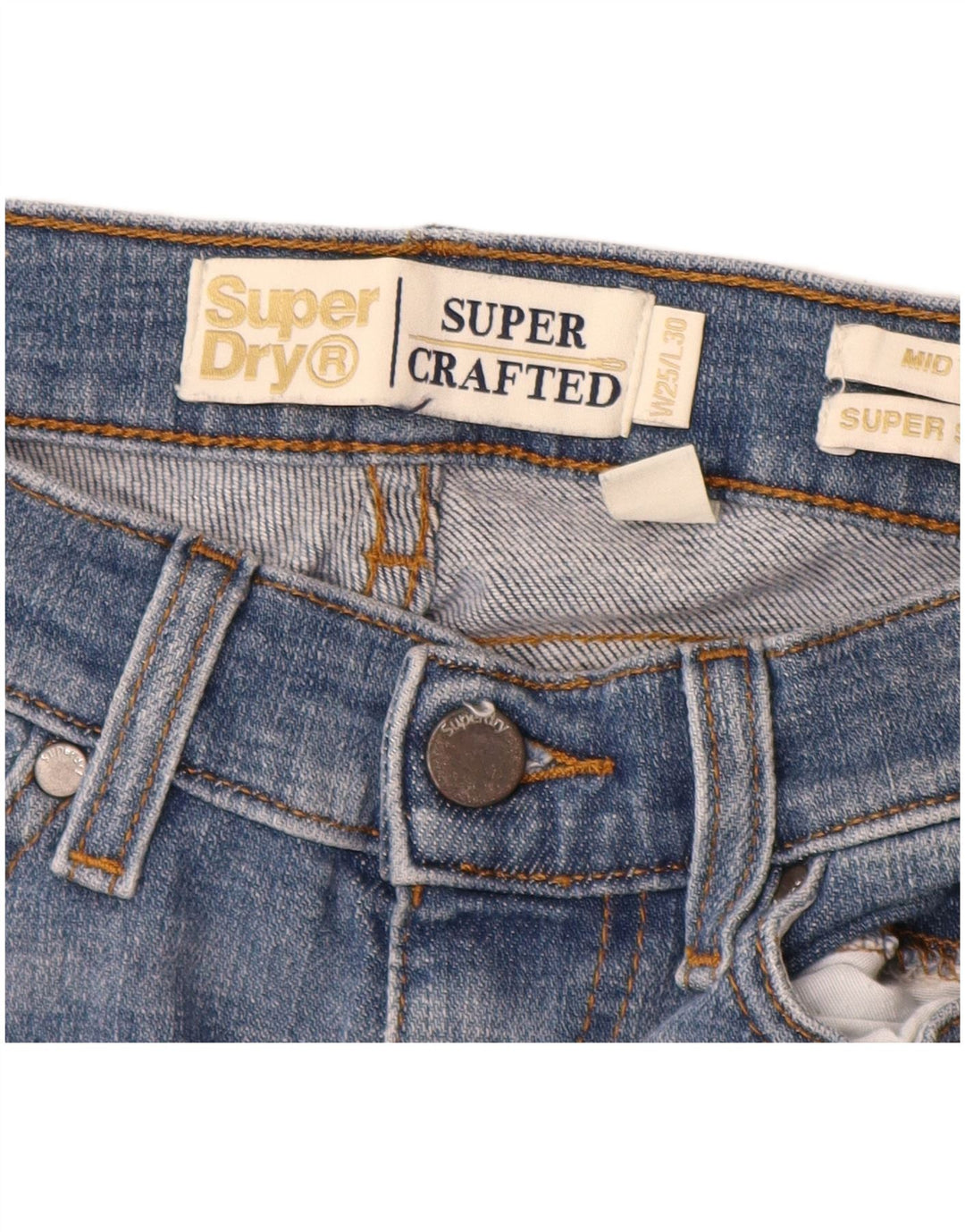 SUPERDRY Γυναικείο ψηλόμεσο τζιν Super Skinny W25 L28 Μπλε βαμβακερό