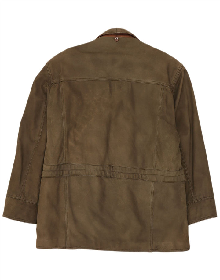 Vintage Ανδρικό Δερμάτινο Μπουφάν UK 42 XL Χακί Δερμάτινο