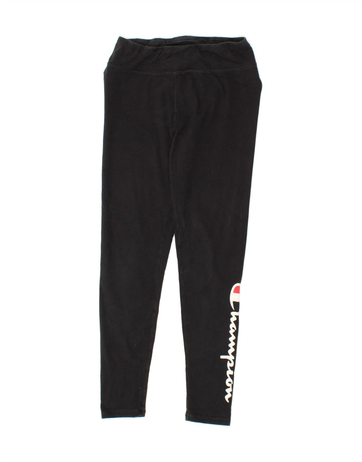 CHAMPION Womens Graphic Leggings UK 14 Large  Black Vintage Champion and Second-Hand Champion from Messina Hembry 