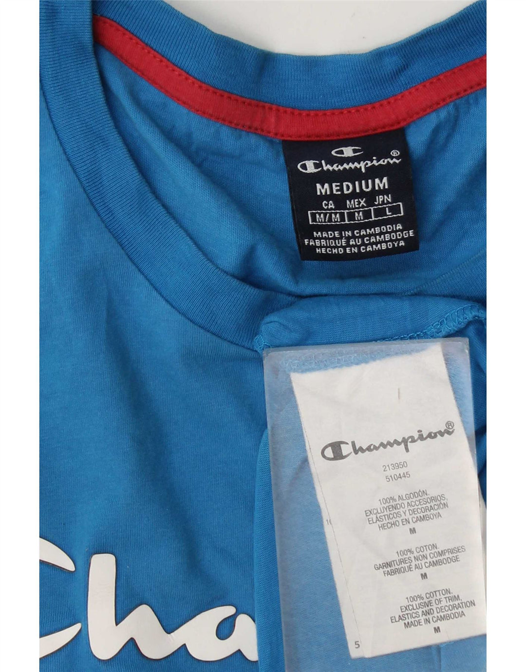 Ανδρικό γραφικό T-Shirt Champion Top από μεσαίο μπλε βαμβακερό