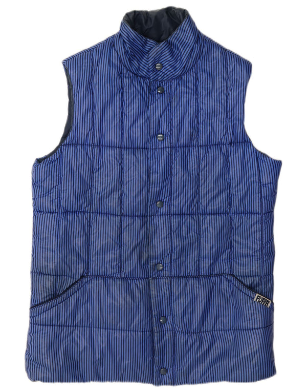 Puffa Mens Padded Gilet UK 40 Large Blue Pinstripe Nylon
