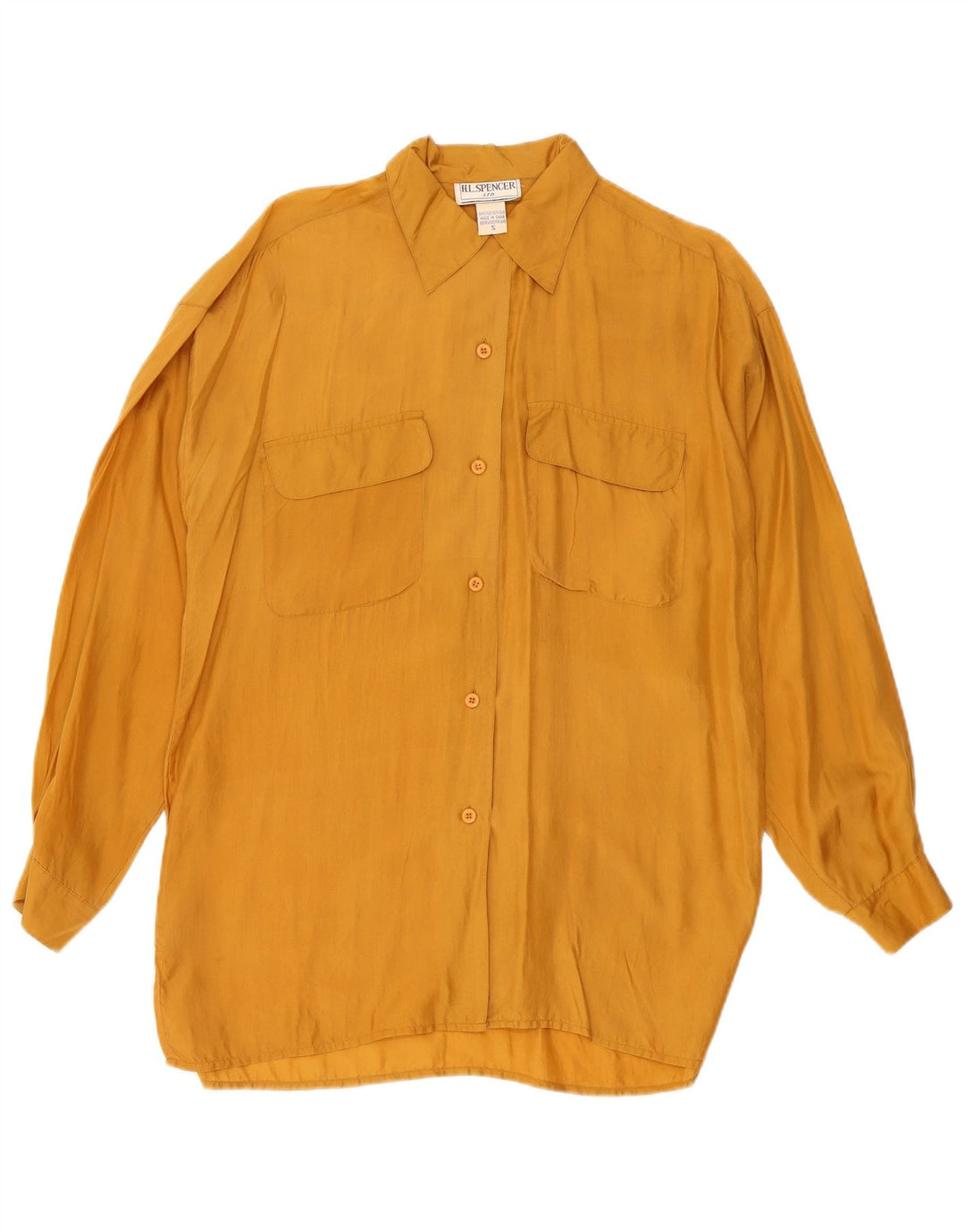 H.L.Spencer γυναικείο μακρύ πουκάμισο UK 10 Small Yellow Silk