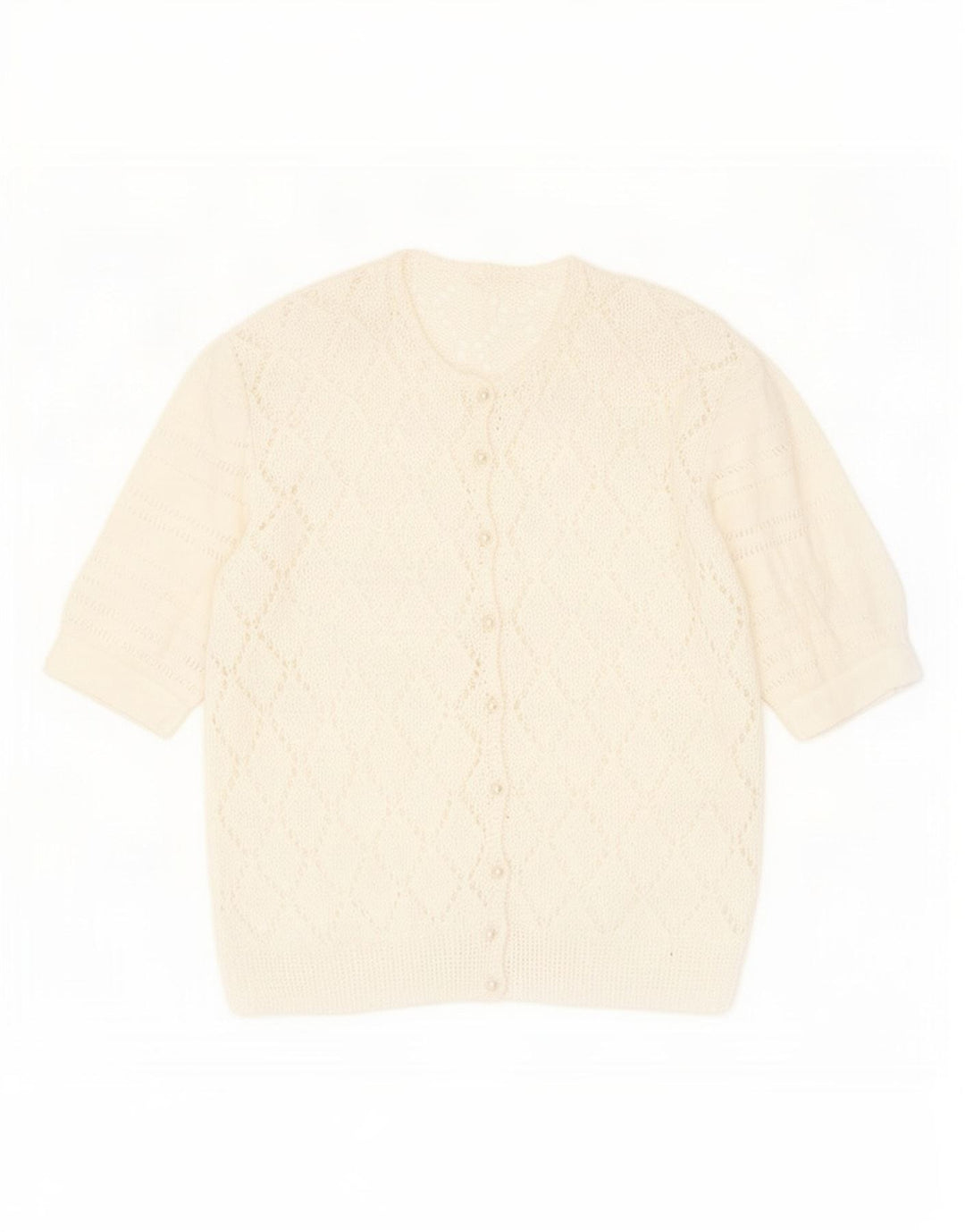 Vintage γυναικείο πουλόβερ See Through Cardigan UK 14 Medium White Flecked