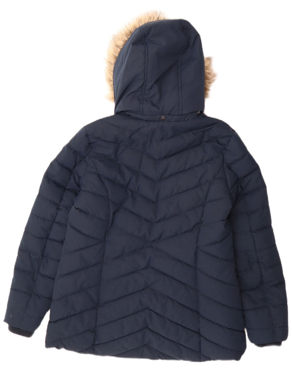 Fat Face Γυναικείο μπουφάν με κουκούλα UK 14 Large Navy Blue Polyester