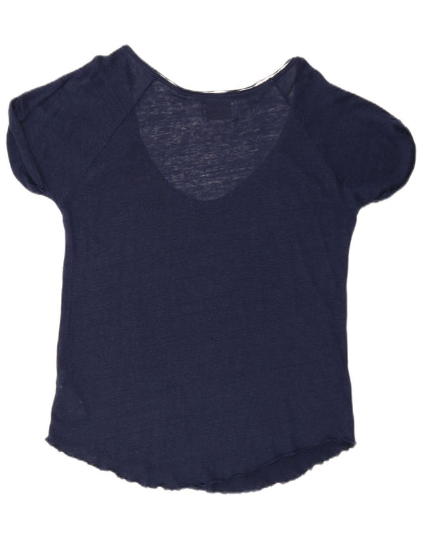 Zara Γυναικείο T-Shirt Top UK 16 Large Navy Blue Lenn