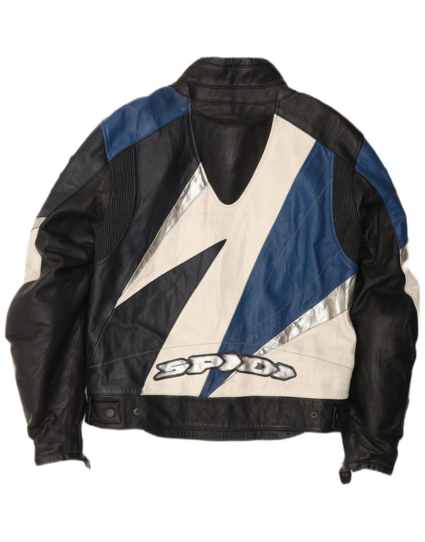 Spidi Mens Leather Racer Jacket IT 54 Large Black Colourblock Leather