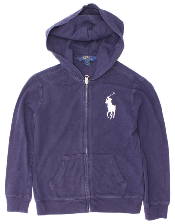 Πουλόβερ Polo Ralph Lauren Boys με φερμουάρ με κουκούλα 6-7 ετών, μπλε βαμβακερό