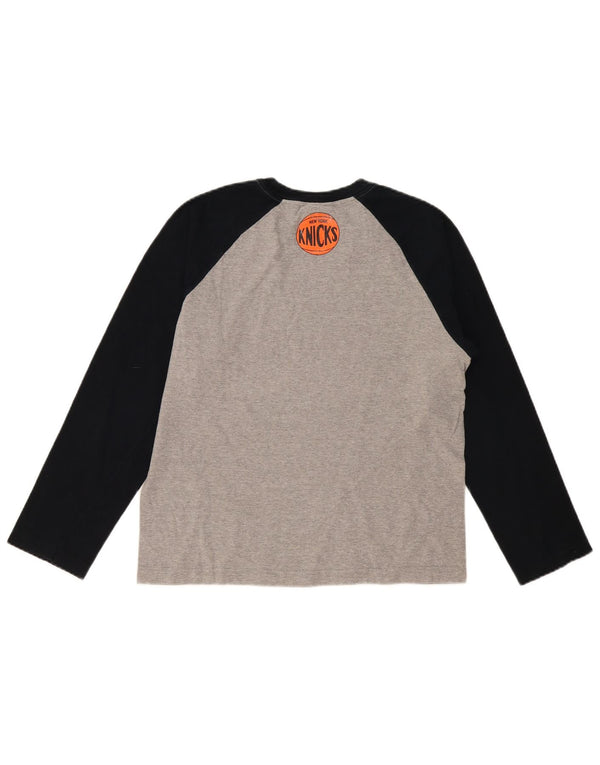 CHAMPION Womens New York Knicks Graphic Top Long Sleeve UK 14 Medium Grey
