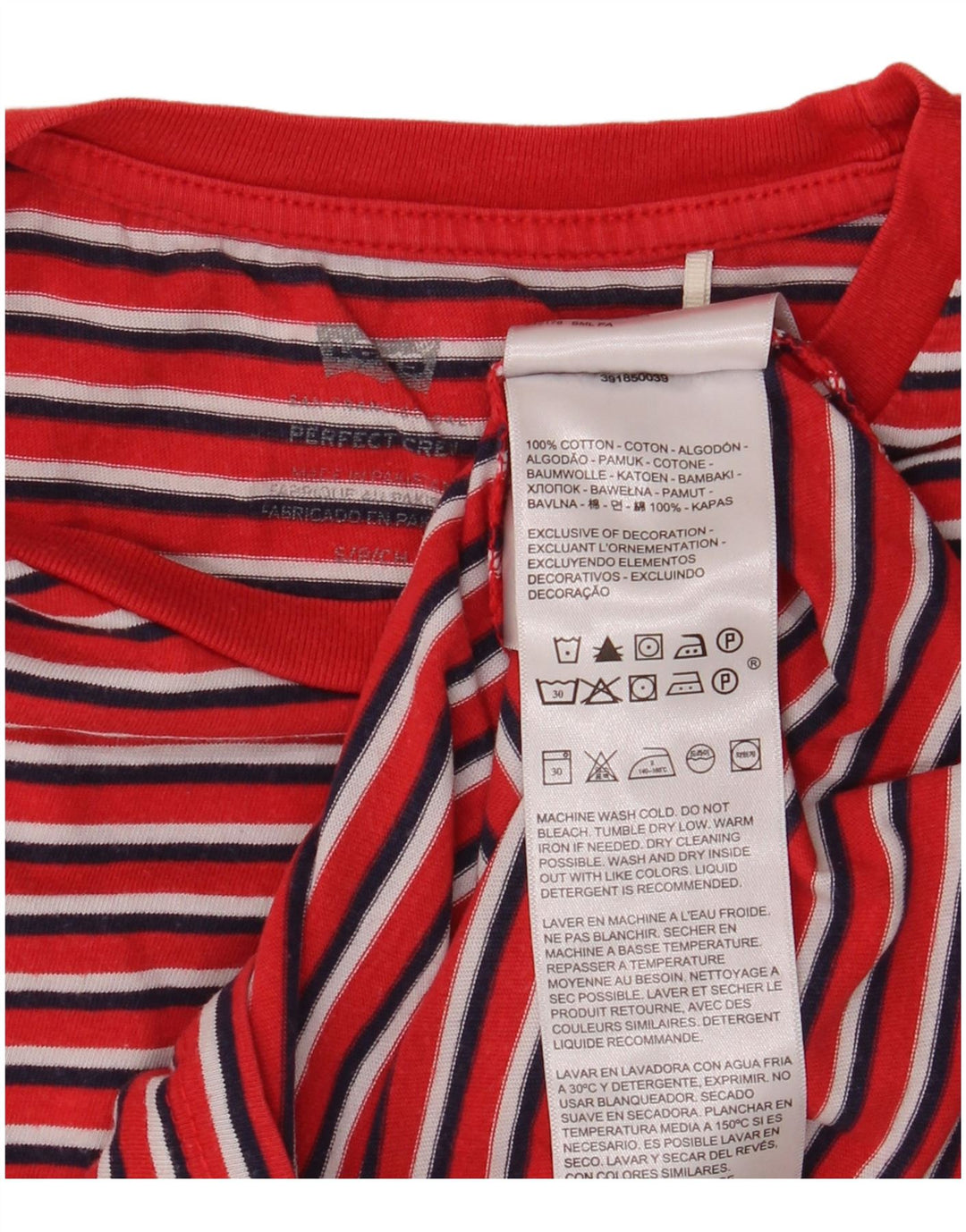 LEVI'S Ανδρικό T-Shirt Top Μικρό κόκκινο ριγέ βαμβακερό