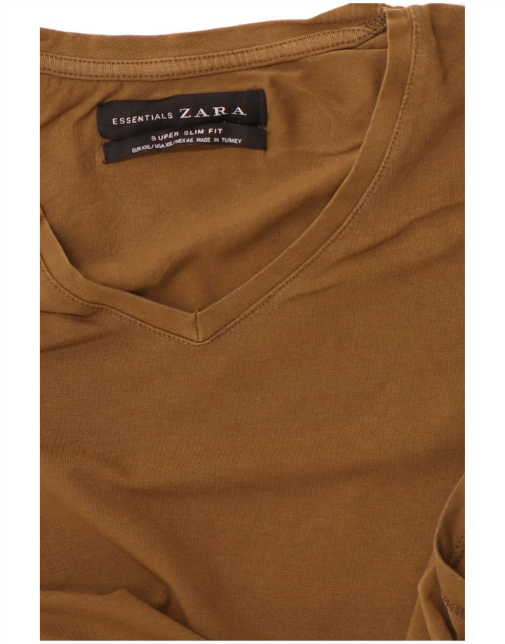 Zara Ανδρικό T-Shirt Super Slim Fit Top 2XL Khaki