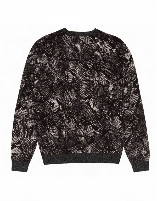 Liu Jo Womens V-Neck Jumper Sweater UK 10 Small Black Animal Print