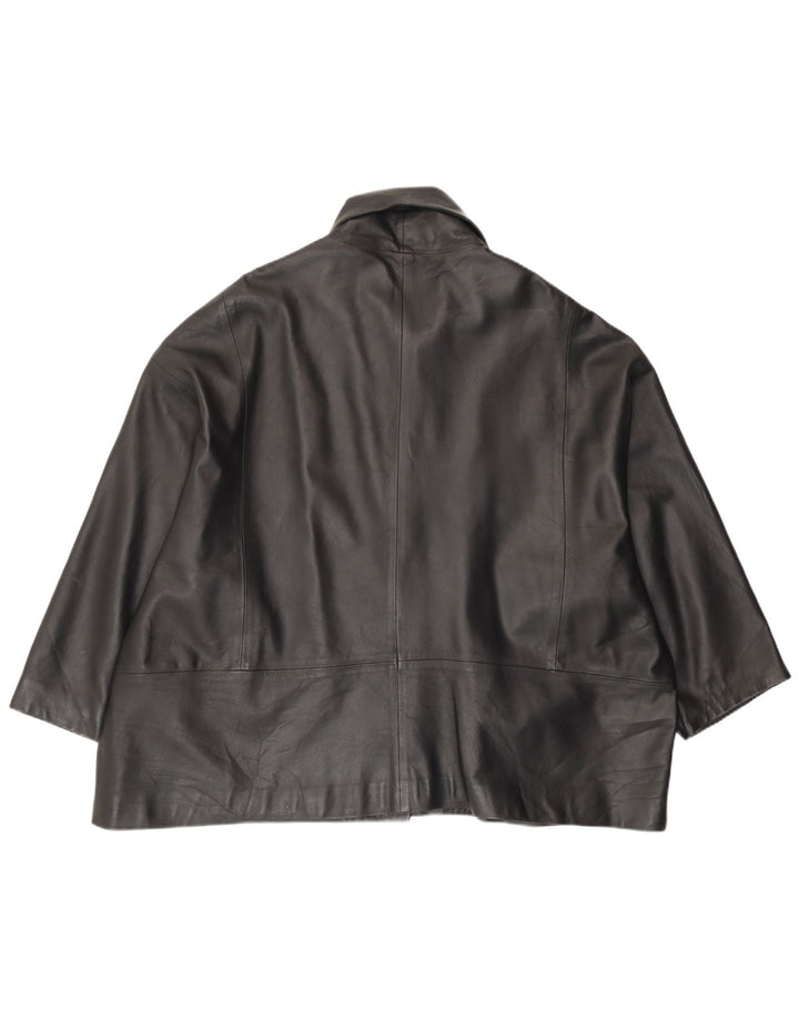 Vintage Γυναικείο Δερμάτινο Μπουφάν UK 18 XL Μαύρο Δερμάτινο