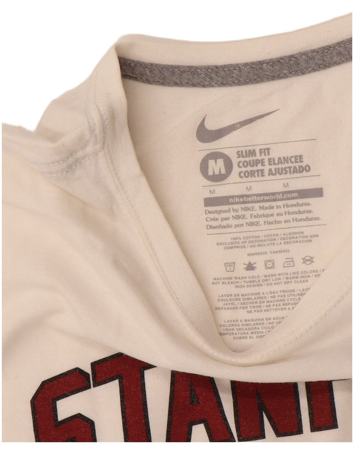 Γυναικείο γραφικό μπλουζάκι NIKE Stanford Slim Fit Top UK 12 Medium White