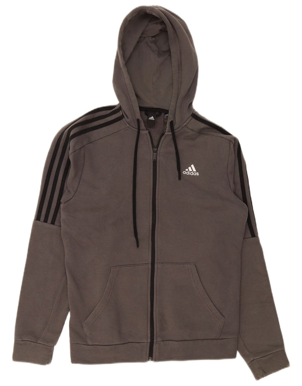 Ανδρικό πουλόβερ με κουκούλα με φερμουάρ Adidas μικρό γκρι βαμβακερό