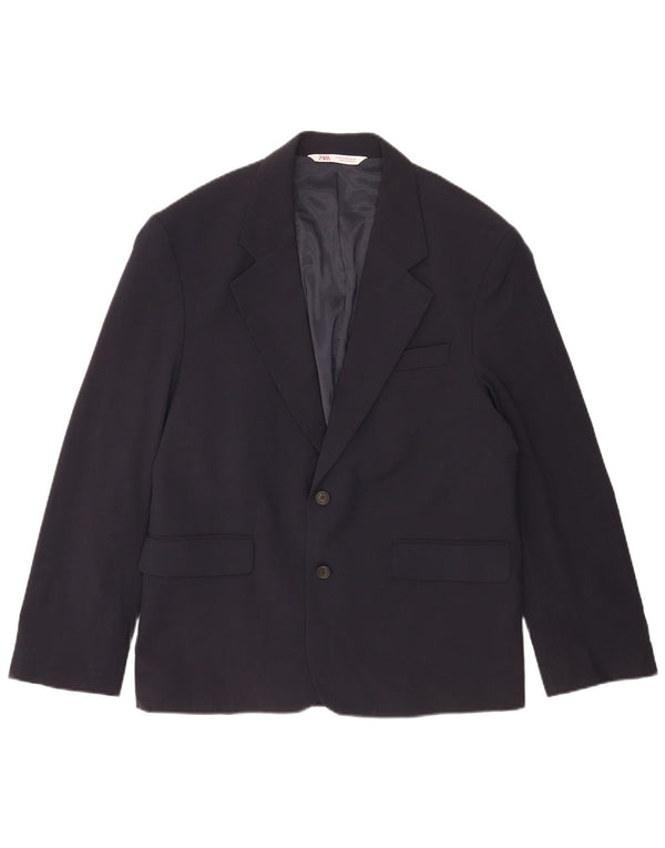 Zara Ανδρικό τζάκετ Blazer 2 κουμπιών IT 48 Medium Navy Blue Polyester