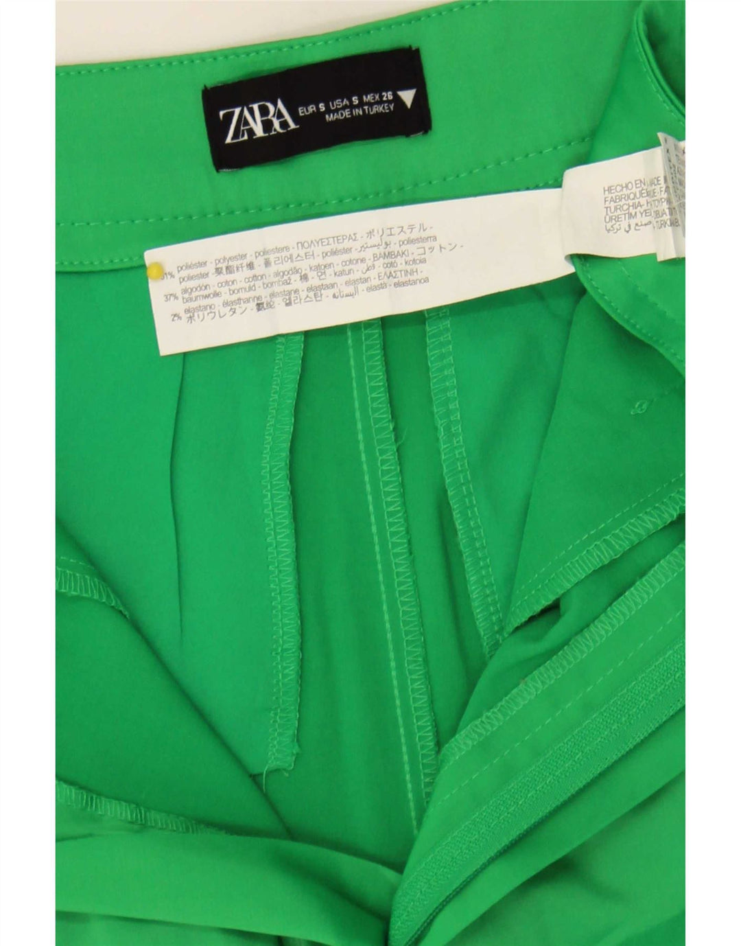 Zara Γυναικείο Ψηλόμεσο Casual σορτς Small W26 Green Polyester