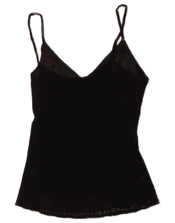 Vintage γυναικείο Cami Top UK 8 Μικρή μαύρη βισκόζη