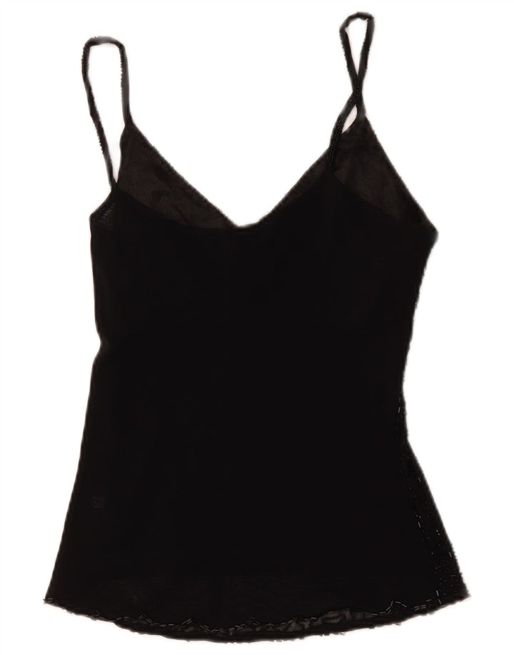 Vintage γυναικείο Cami Top UK 8 Μικρή μαύρη βισκόζη