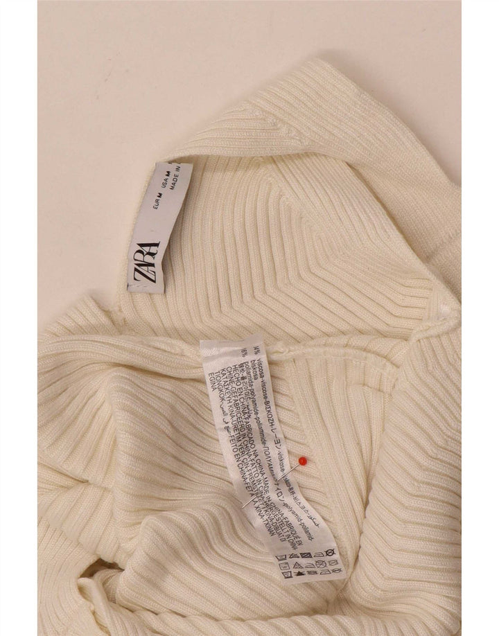 Zara Γυναικείο Crop Vest Top UK 12 Medium White Viscose