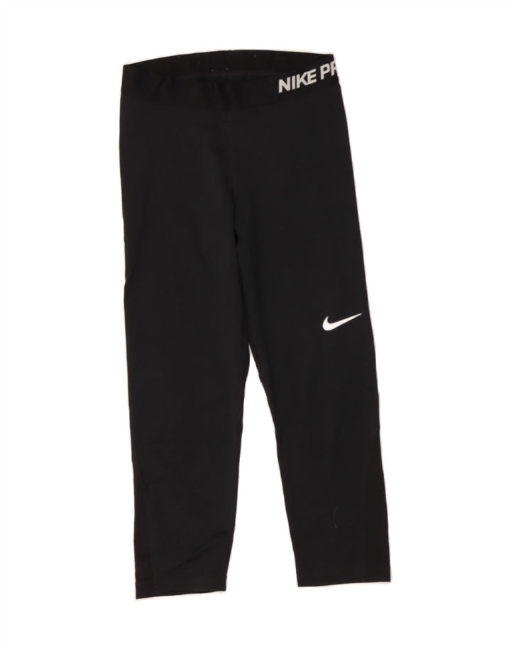 NIKE Womens Dri Fit Graphic Leggings UK 10 Small Black Polyester Vintage Nike and Second-Hand Nike from Messina Hembry 