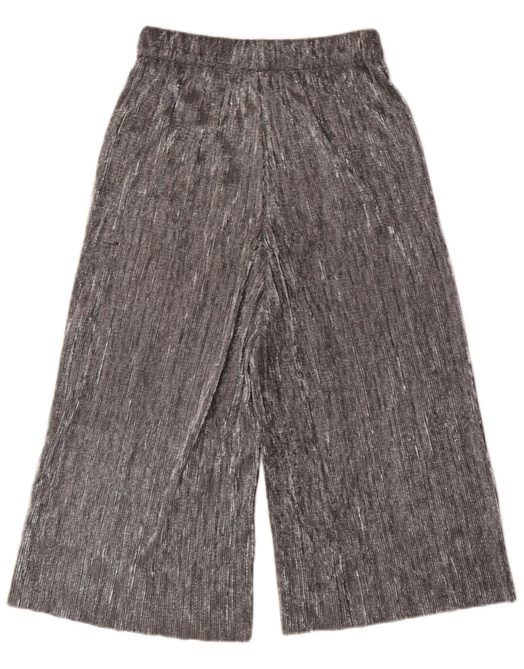 ZARA Γυναικείο Παντελόνι Κάπρι Φαρδύ XS W24 L20 Ασημί πολυεστέρας