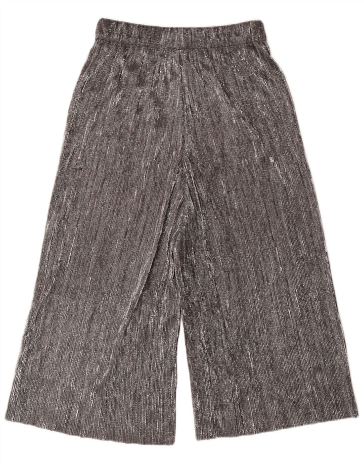 ZARA Γυναικείο Παντελόνι Κάπρι Φαρδύ XS W24 L20 Ασημί πολυεστέρας