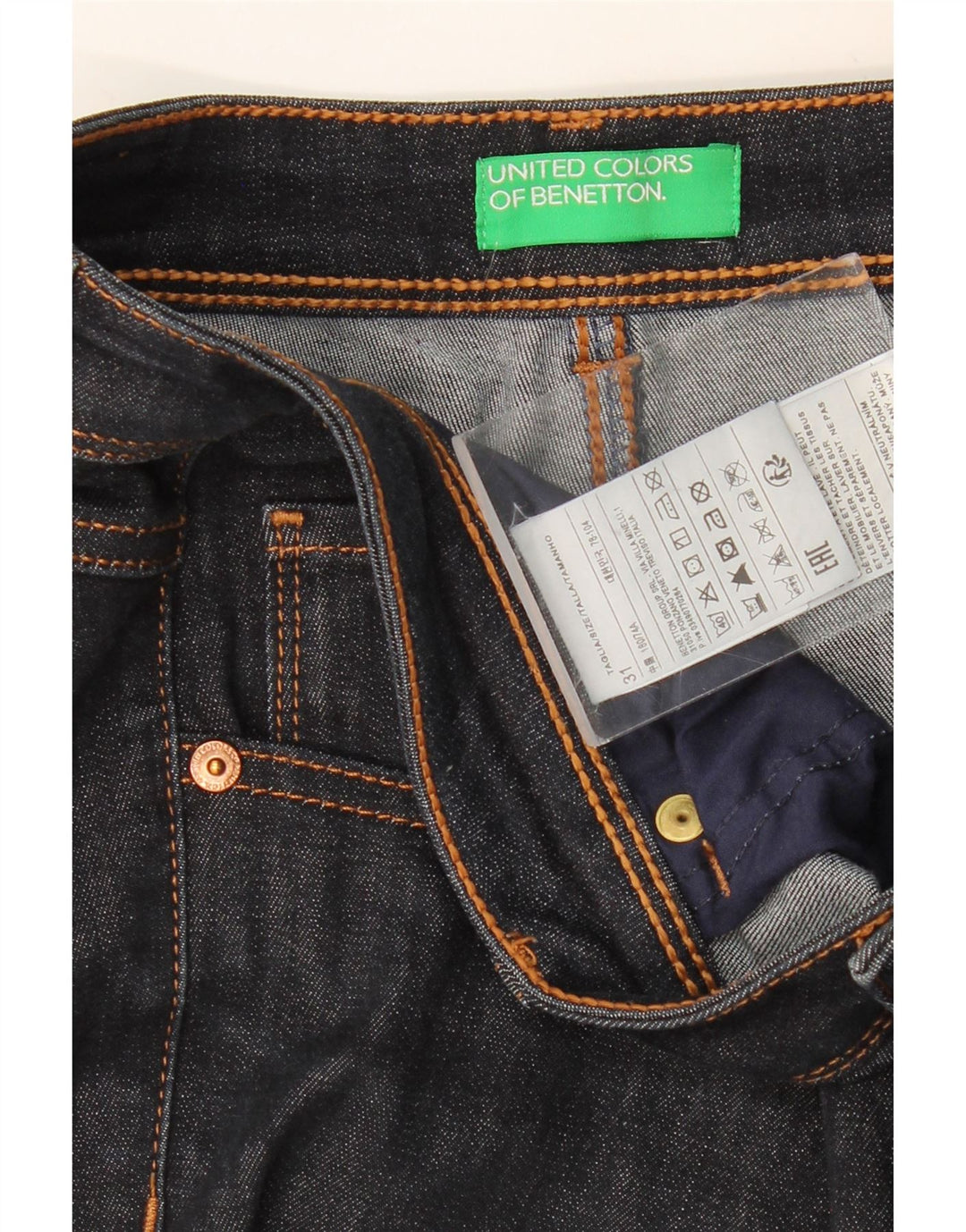 BENETTON Γυναικείο ίσιο τζιν W31 L30 Navy Blue Cotton
