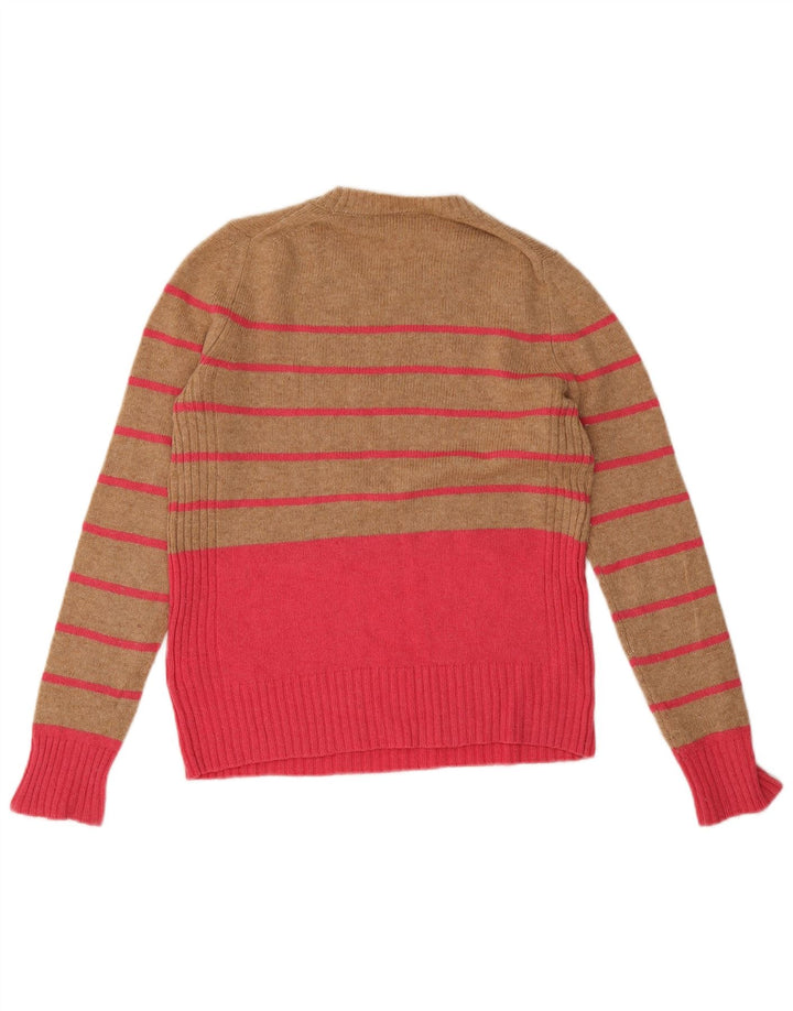 Marks & Spencer Γυναικείο πουλόβερ με λαιμόκοψη UK 8 Small Beige ριγέ