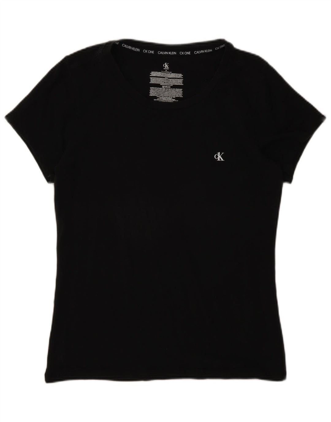 Γυναικείο T-Shirt Calvin Klein Top UK 12 μεσαίο μαύρο βαμβακερό