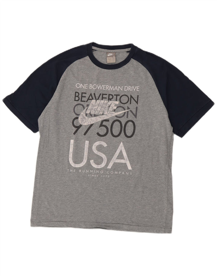 Ανδρικό μπλουζάκι NIKE USA, γραφικό μπλουζάκι, μεγάλο γκρι χρώμα, βαμβακερό