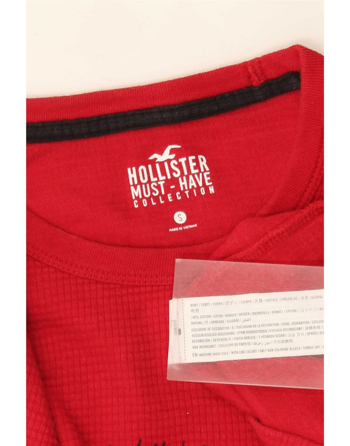 Ανδρικό κανονικό γραφικό μπλουζάκι Hollister, μακρυμάνικο, μικρό κόκκινο βαμβακερό