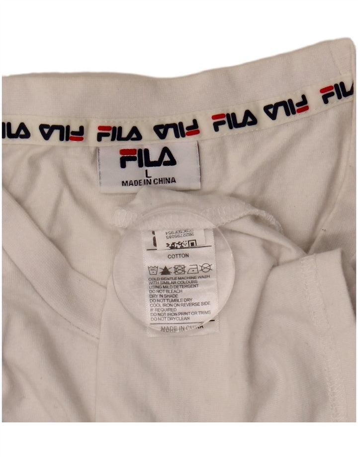 Ανδρικό γραφικό T-Shirt Fila Top μεγάλο λευκό βαμβακερό