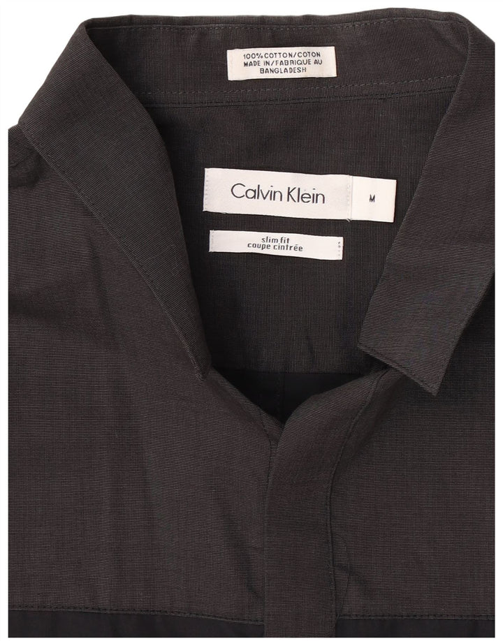 Ανδρικό πουκάμισο Calvin Klein Slim Fit, μεσαίο μαύρο χρώμα, βαμβακερό