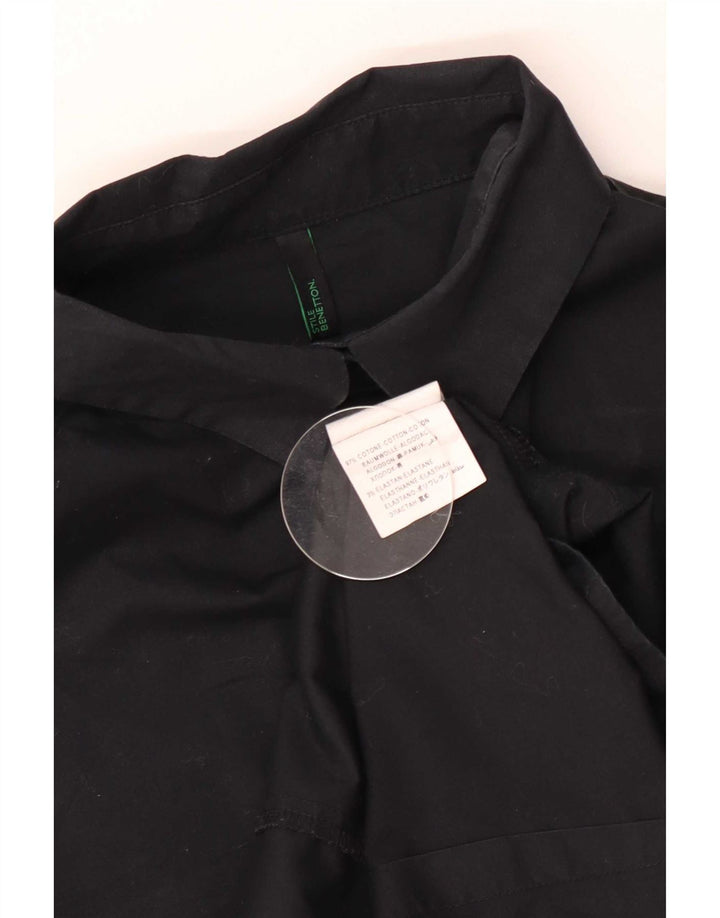 Γυναικείο πουκάμισο Benetton UK 12 Μεσαίο μαύρο βαμβακερό