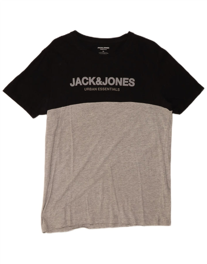 Ανδρικό γραφικό μπλουζάκι JACK & JONES Τοπ XL Μαύρο βαμβακερό χρώμα