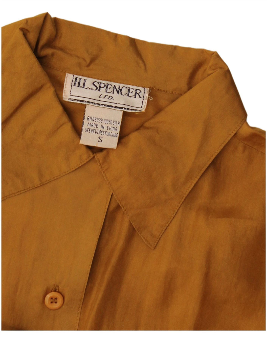 H.L.Spencer γυναικείο μακρύ πουκάμισο UK 10 Small Yellow Silk