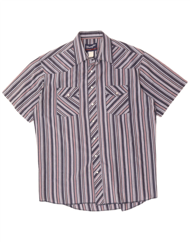 Ανδρικό κοντομάνικο πουκάμισο Wrangler 17 XL Μπλε ριγέ